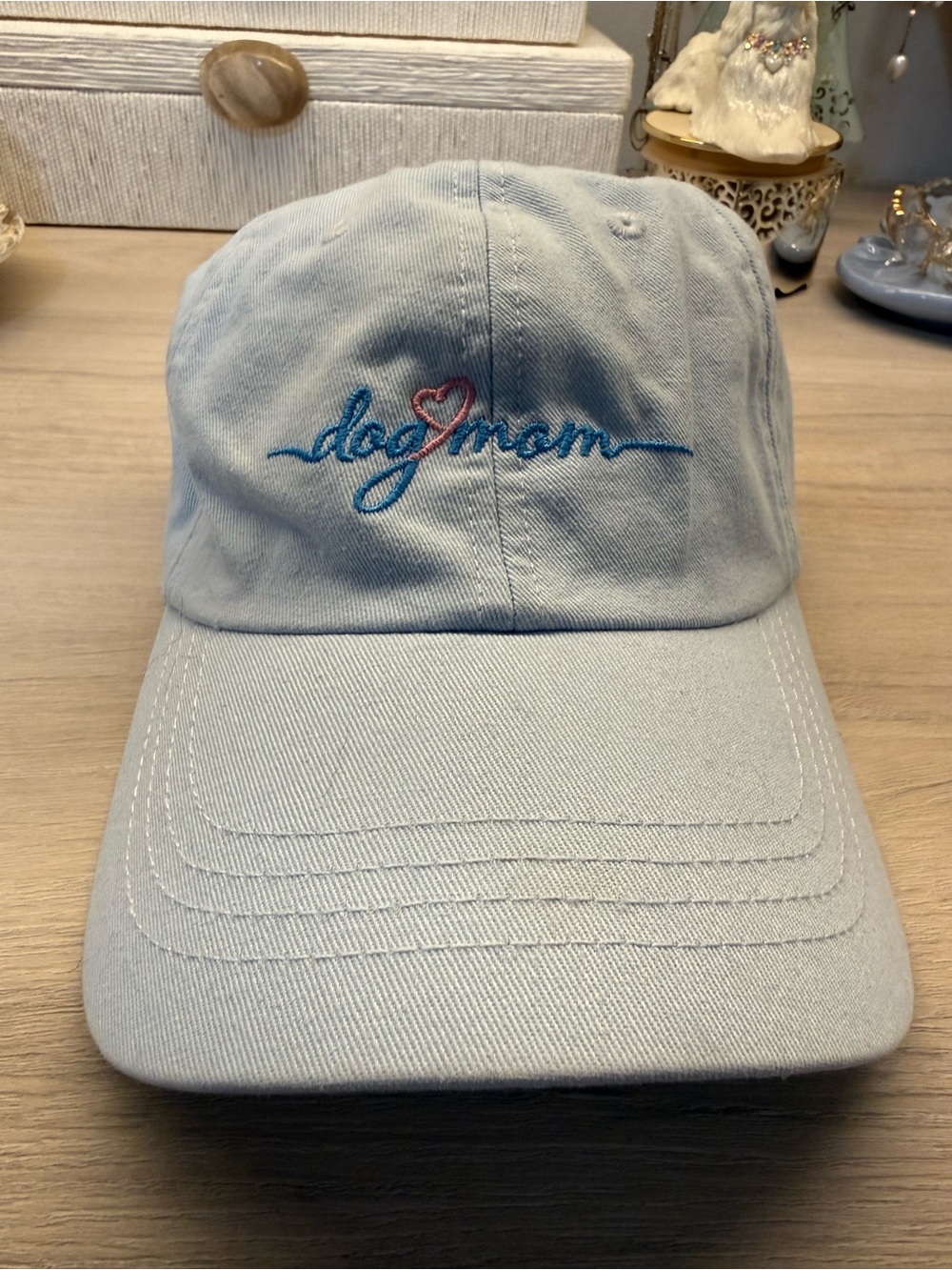 Light Blue "Dog Mom" Embroidered Baseball Cap